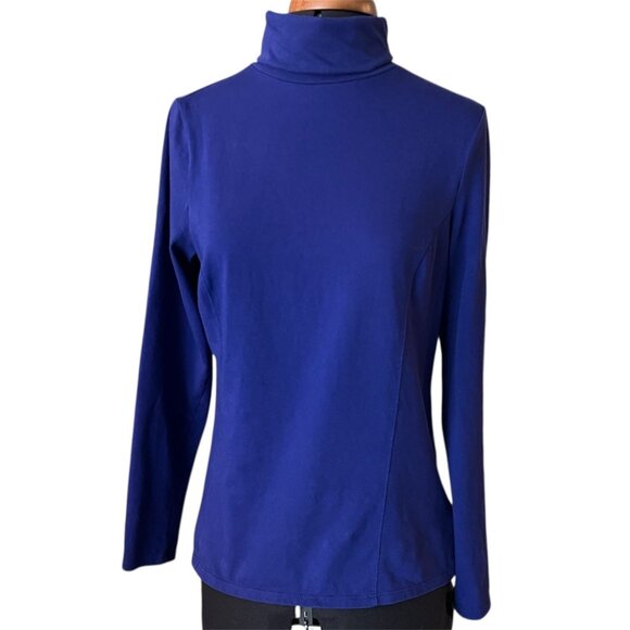 Two Coldwater Creek Supima Cotton Knit Turtleneck S (6-8) Blue & Red Long Sleeve - Picture 7 of 13
